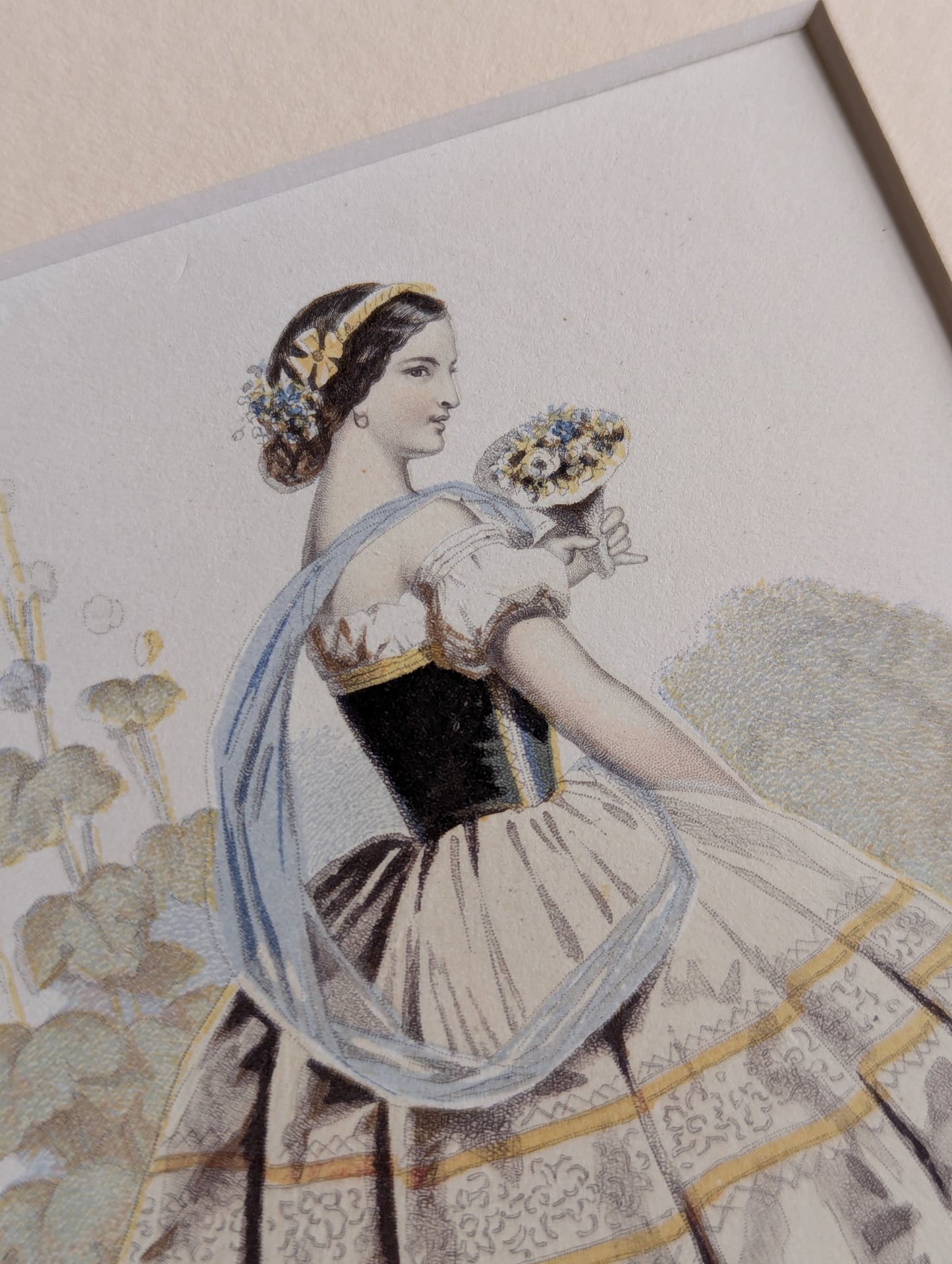 Original 19th Century Baxter Prints, Dancing Ladies, Set of 8