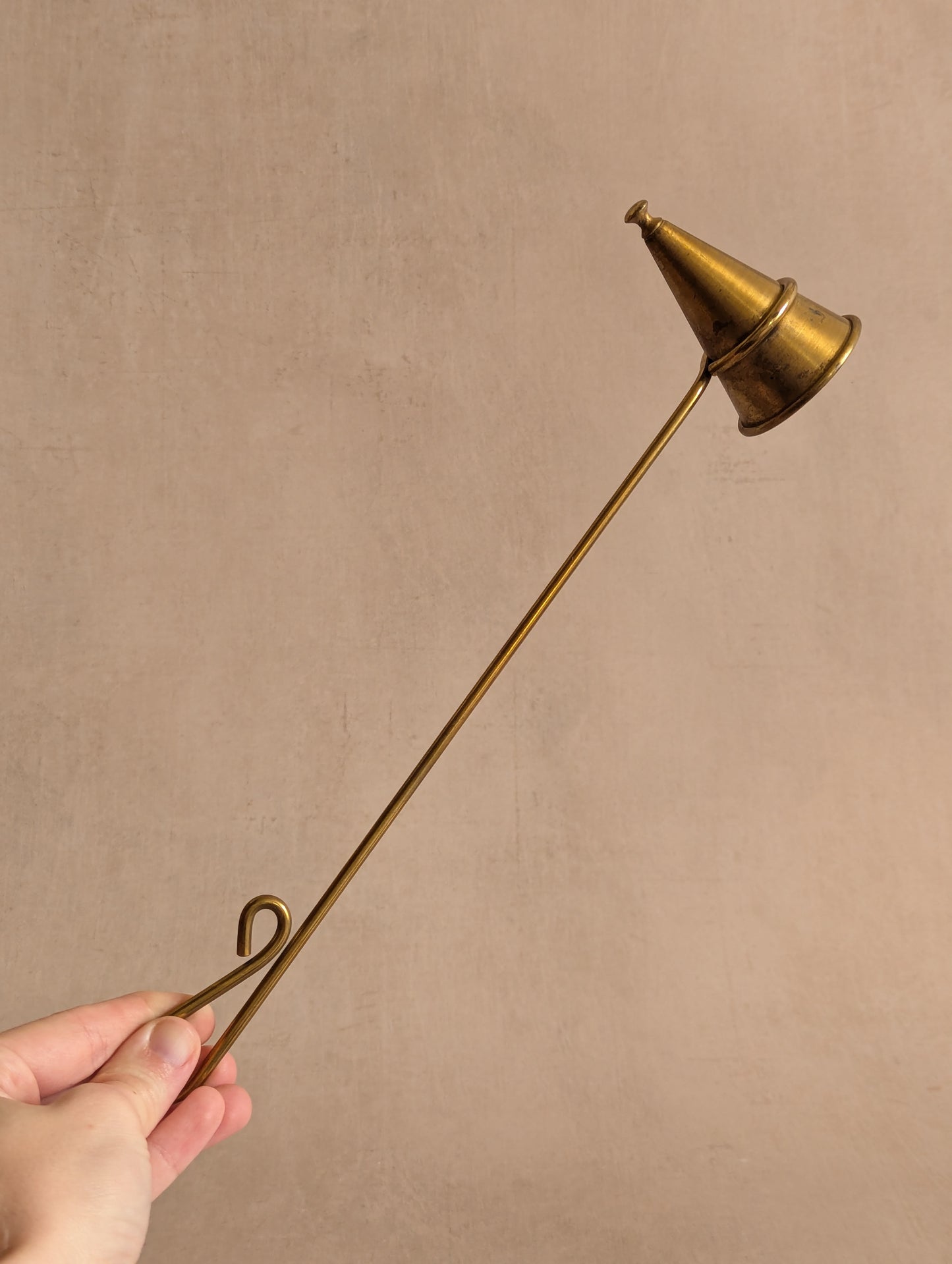 Large Brass Plated Cone Candle Snuffer