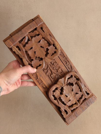 Hand-Carved Floral Indian Folding Book Slide
