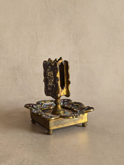 French Cloisonne Champleve Cherub Match Holder