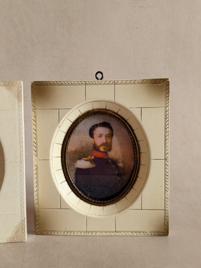 Faux Bone Miniature Portrait Frames, Set of Two