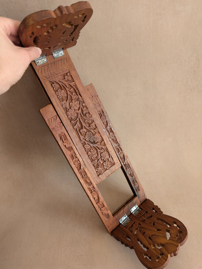 Hand-Carved Floral Indian Folding Book Slide