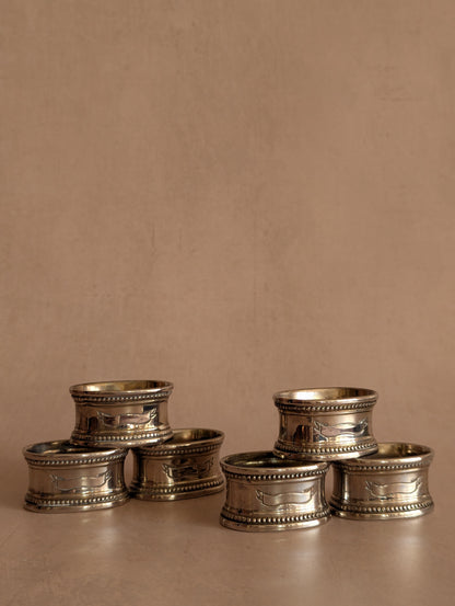 Silver Tone Napkin Rings for Engraving, Set of Six