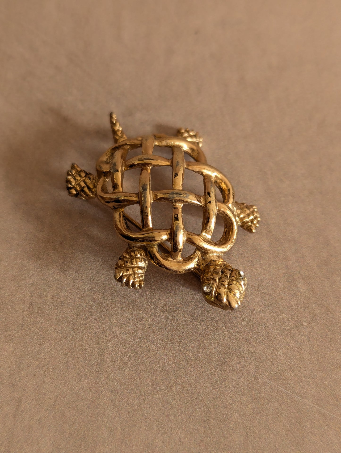 Napier Gold Tone Woven Turtle Brooch