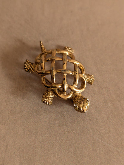Napier Gold Tone Woven Turtle Brooch