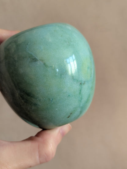 Italian Aqua Alabaster Apple Paperweights, Set of Two