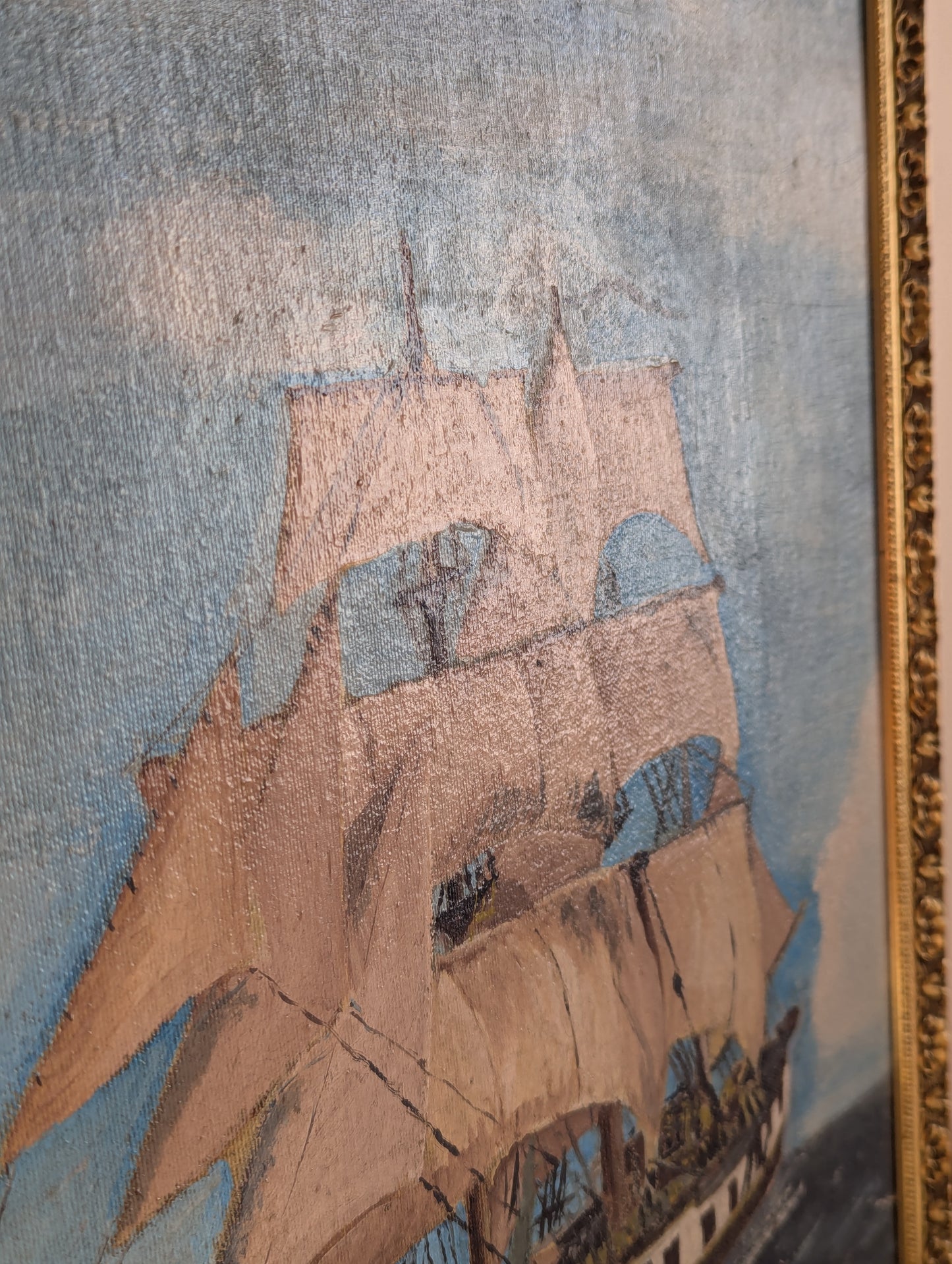 Gamble's Clipper Ship Framed Original Oil Painting