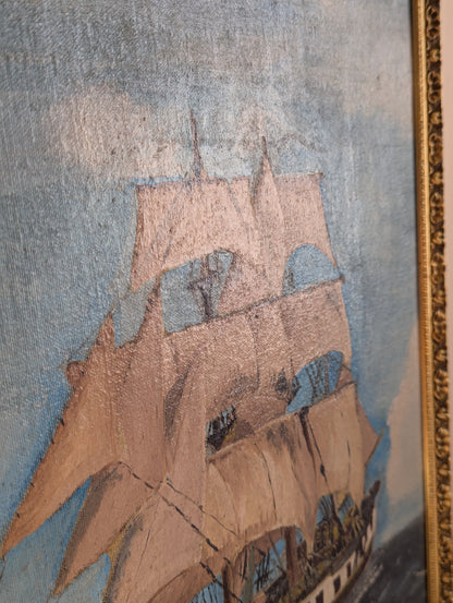 Gamble's Clipper Ship Framed Original Oil Painting