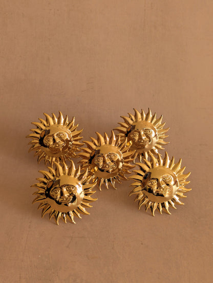 Celestial Sun Gold Tone Metal Napkin Rings, Set of 5