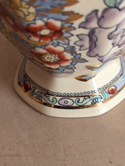Hand-Painted Mason's Ironstone Tokyo Vase in Blue Topaz