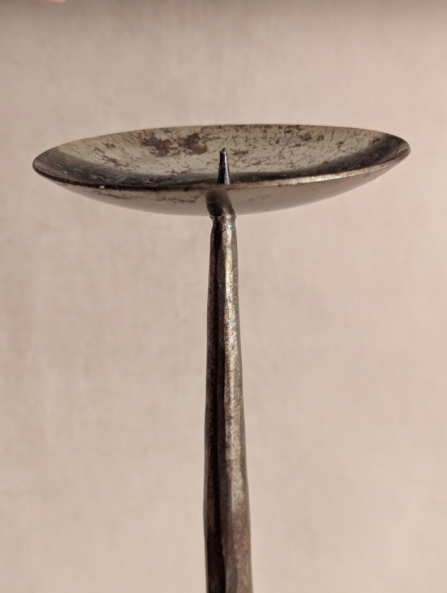 Brutalist Wrought Iron Wavy Pillar Candle Holder
