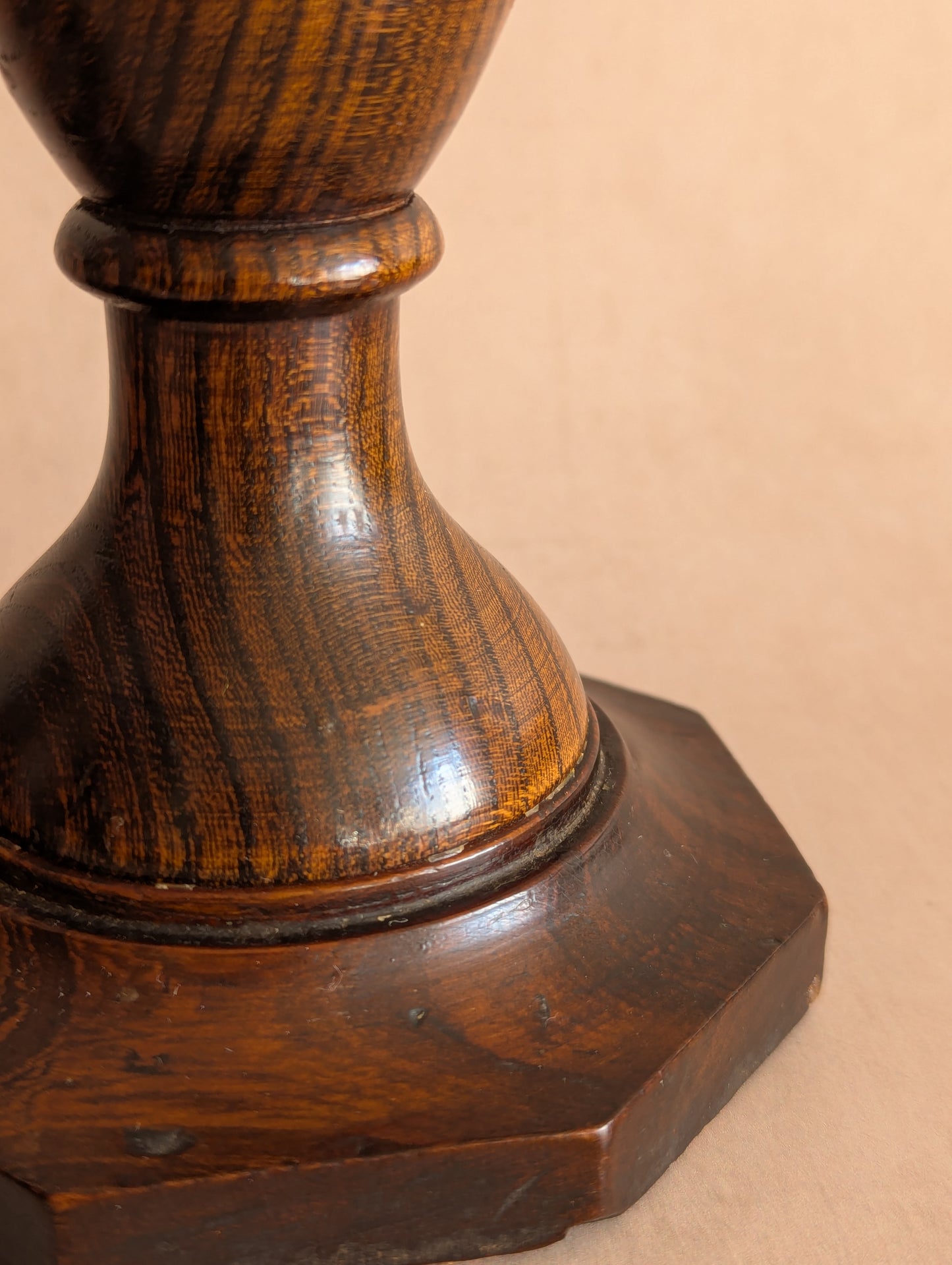 Victorian Oak English Candlestick Holders, Set of Two