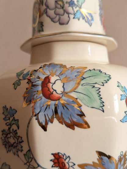 Hand-Painted Mason's Ironstone Tokyo Vase in Blue Topaz
