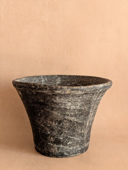 Blackened Terracotta Rustic Handmade Clay Pot
