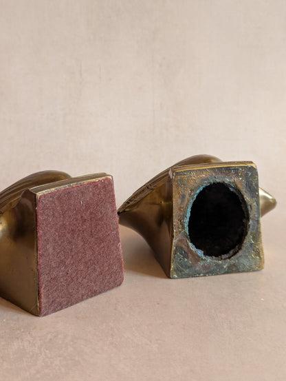 Mid-Century Brass Plated Seashell Bookends