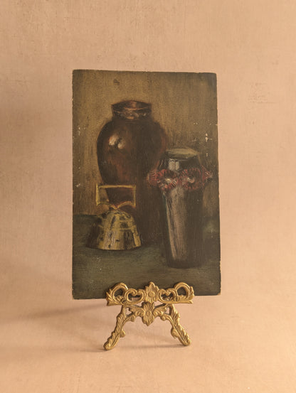 Antique Set of Oil On Board Paintings w/Artist's Photo, c. 1915
