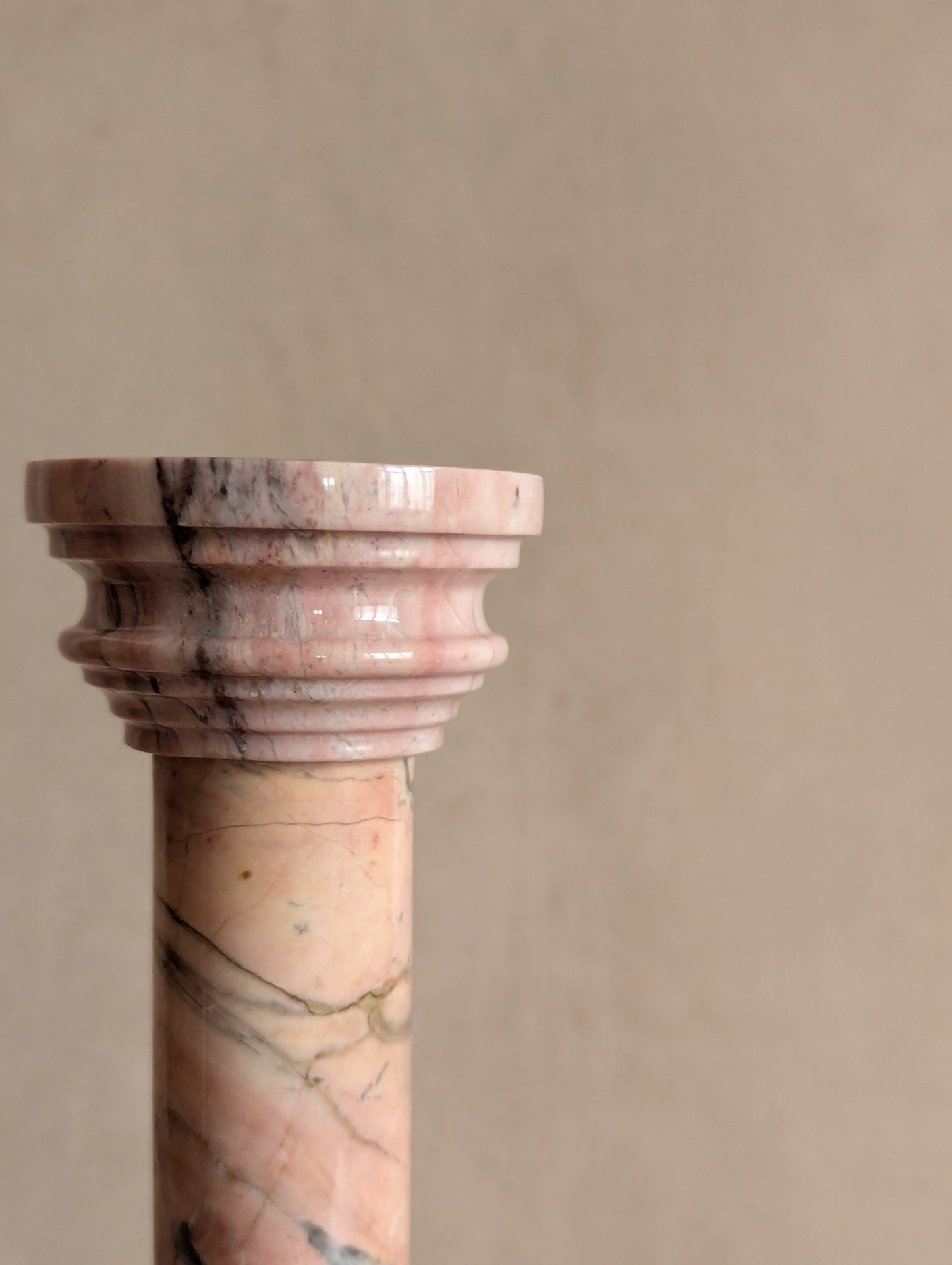 Pink Marble Pedestal Candlestick Holder