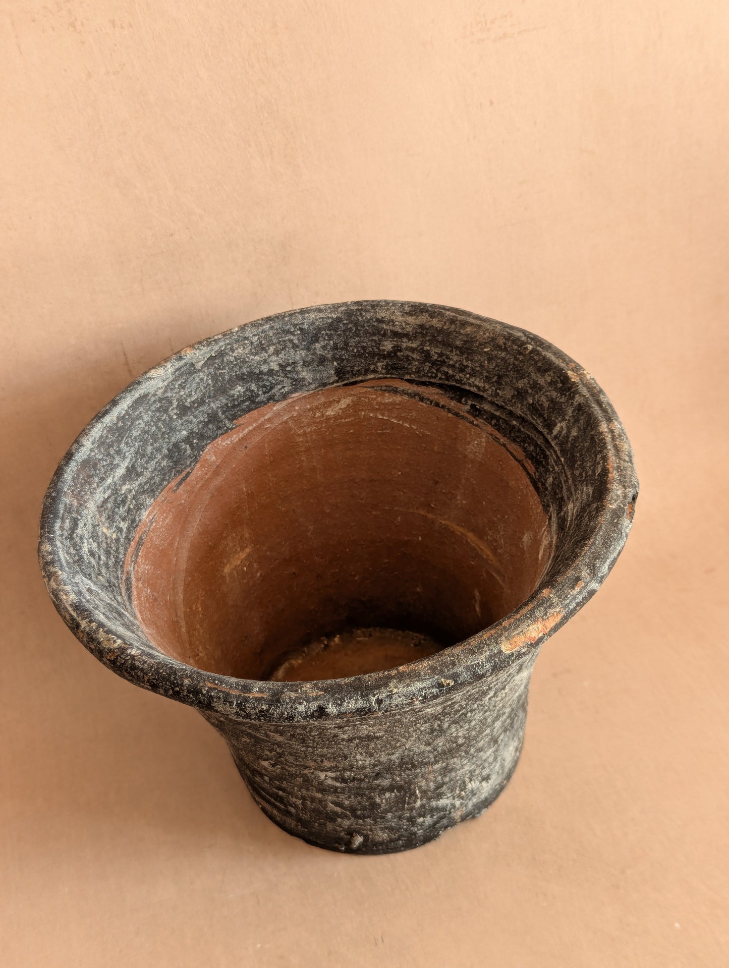 Blackened Terracotta Rustic Handmade Clay Pot
