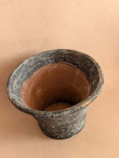 Blackened Terracotta Rustic Handmade Clay Pot