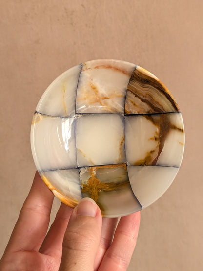 Pink & Blue Small Onyx Checkerboard Bowls, Set of Three