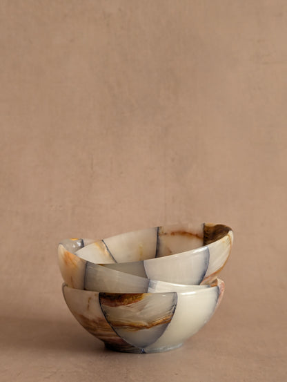 Pink & Blue Small Onyx Checkerboard Bowls, Set of Three