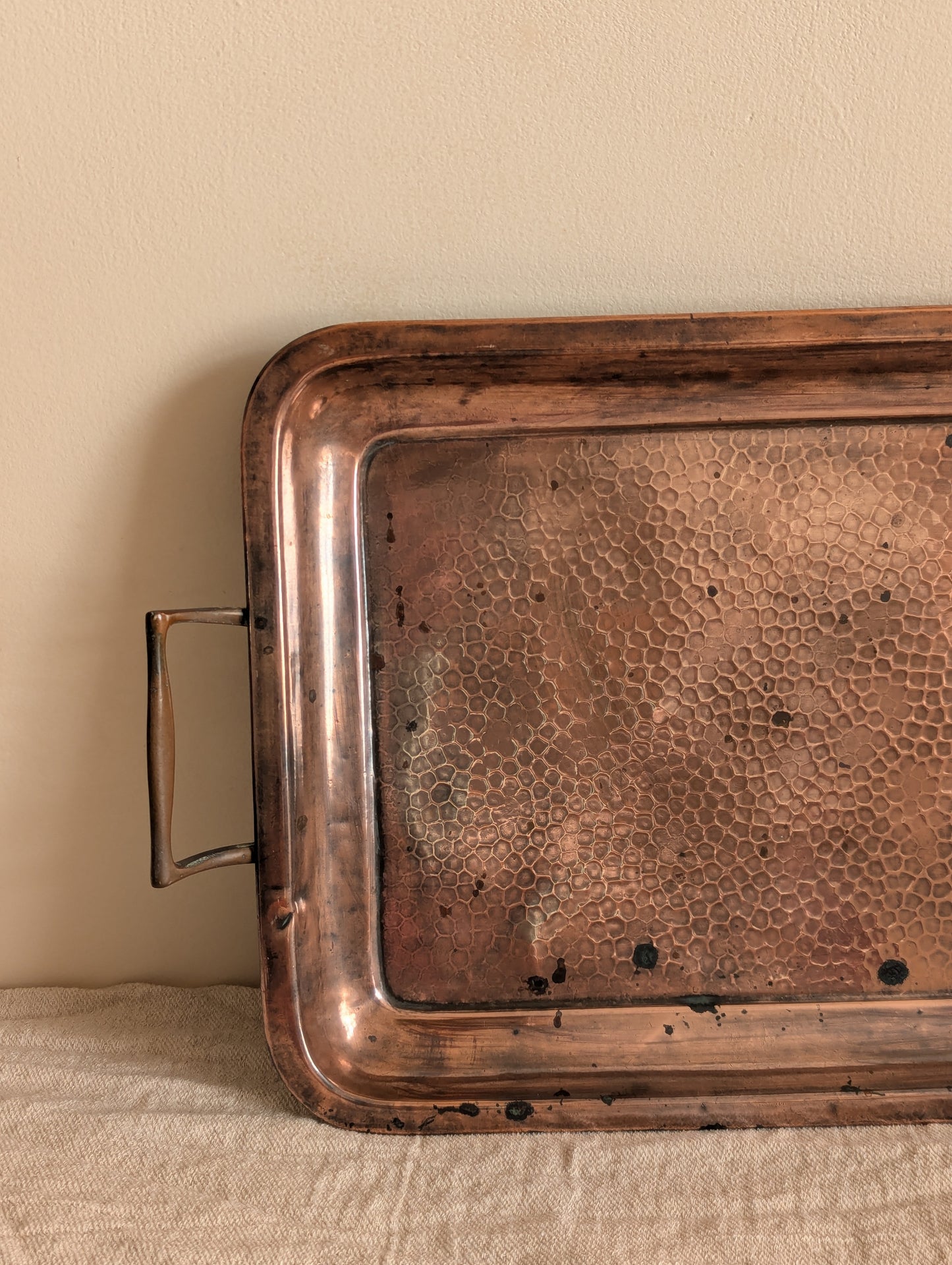 JS&S Arts & Crafts Hand Hammered Copper Serving Tray