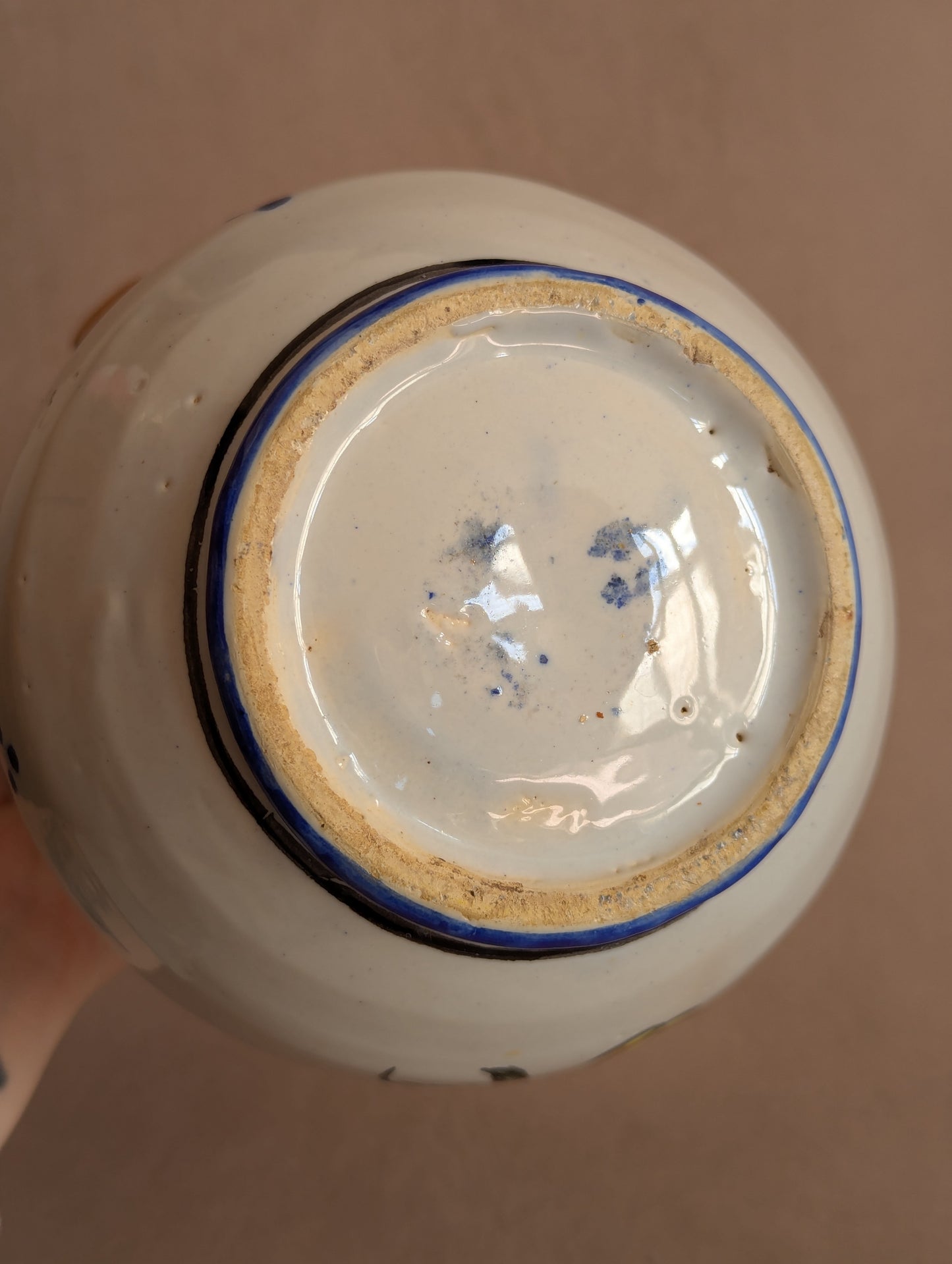 Blue & Yellow Rustic Hand-Painted Floral Jug