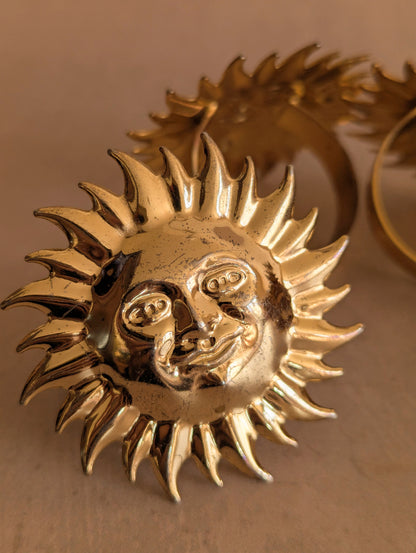 Celestial Sun Gold Tone Metal Napkin Rings, Set of 5
