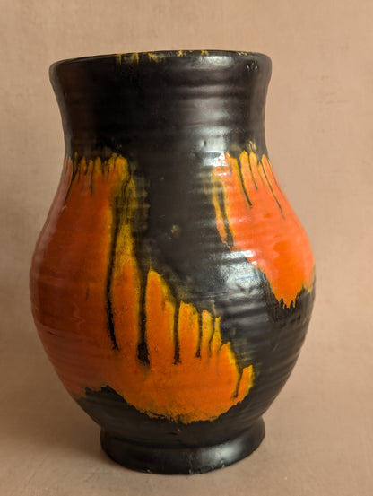 Crown Ducal Large Orange & Black Drip Glaze Jug