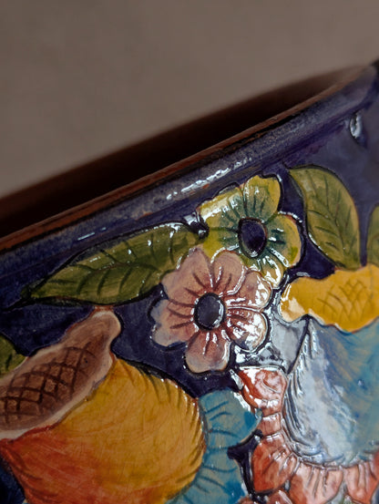 Portuguese Hand-Thrown Floral Terracotta Casserole Dish
