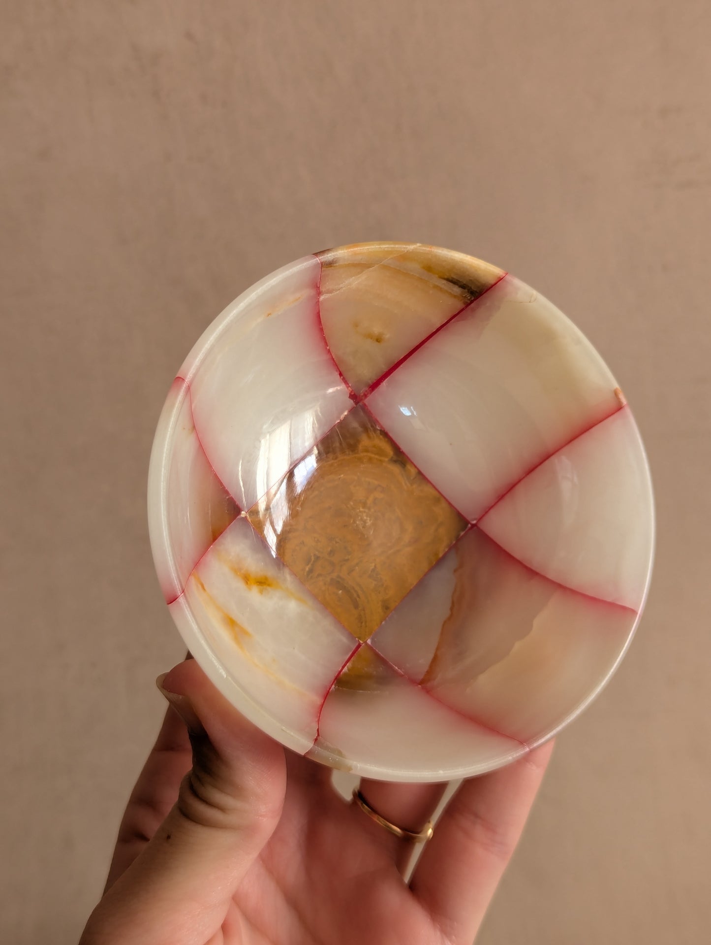 Pink & Blue Small Onyx Checkerboard Bowls, Set of Three