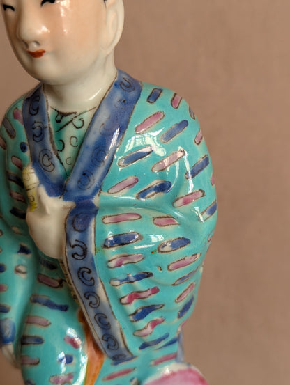 Chinese Porcelain Famille Rose Revival Figurines, Set of Three