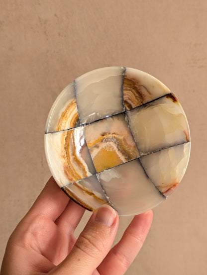 Pink & Blue Small Onyx Checkerboard Bowls, Set of Three