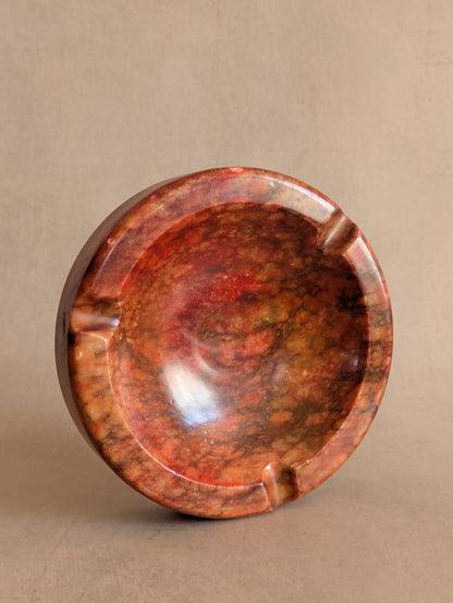 Italian Orange Hand Carved Alabaster Ashtray Trinket Dish