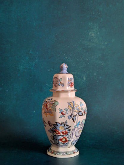 Hand-Painted Mason's Ironstone Tokyo Vase in Blue Topaz