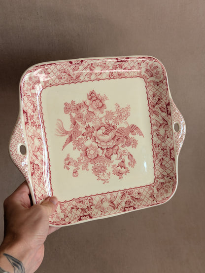Mason's Ironstone Pink Stratford Square Cake Plate