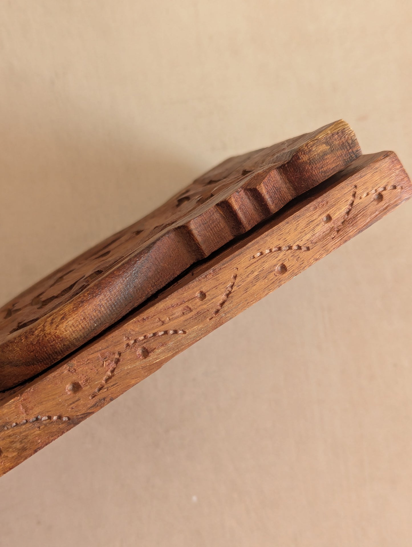 Hand-Carved Floral Indian Folding Book Slide