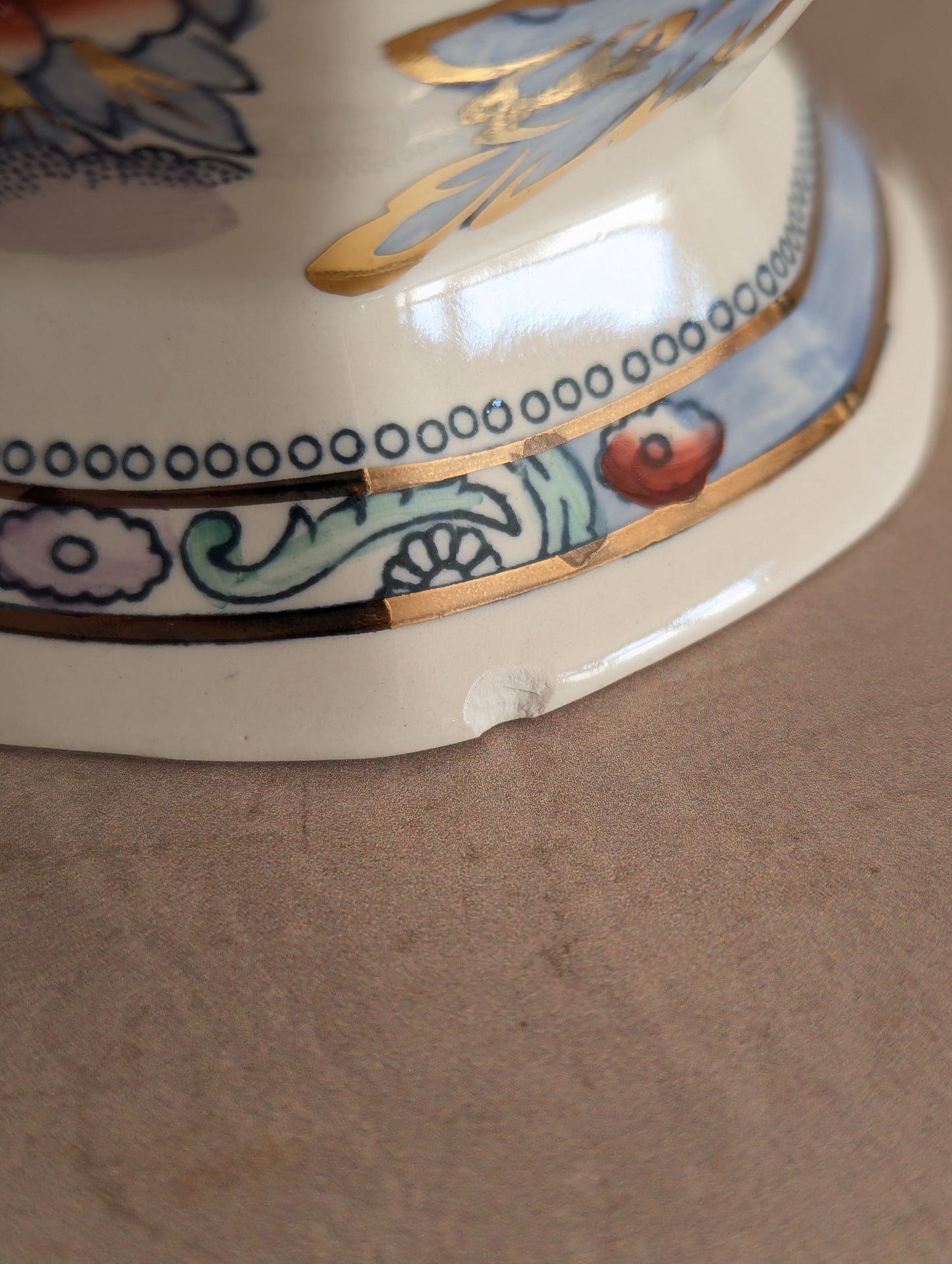 Hand-Painted Mason's Ironstone Tokyo Vase in Blue Topaz