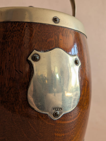 Oak & Silver English Biscuit Barrel or Tobacco Jar