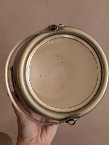Oak & Silver English Biscuit Barrel or Tobacco Jar