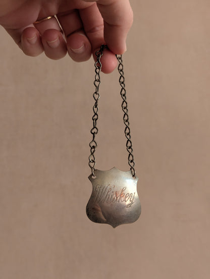 Metal Engraved Whiskey Badge & Chain Decanter Label