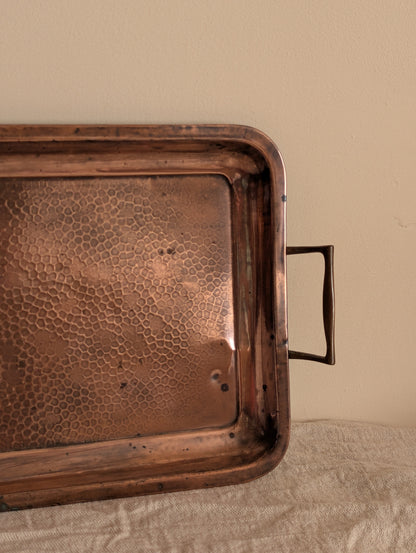 JS&S Arts & Crafts Hand Hammered Copper Serving Tray