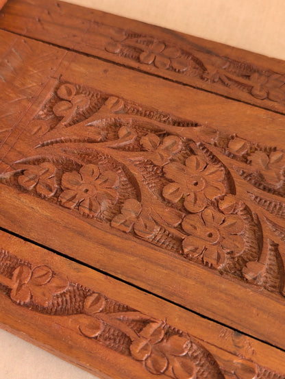 Hand-Carved Floral Indian Folding Book Slide