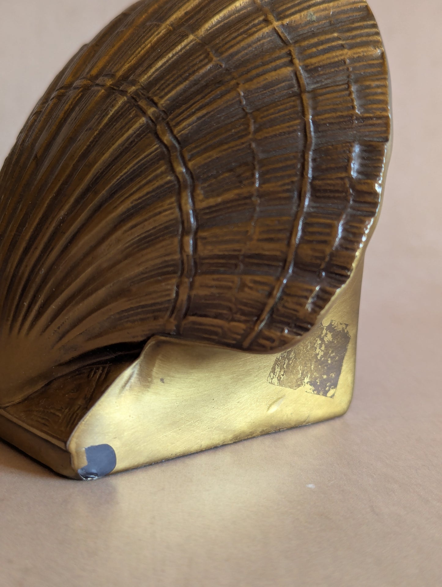 Mid-Century Brass Plated Seashell Bookends