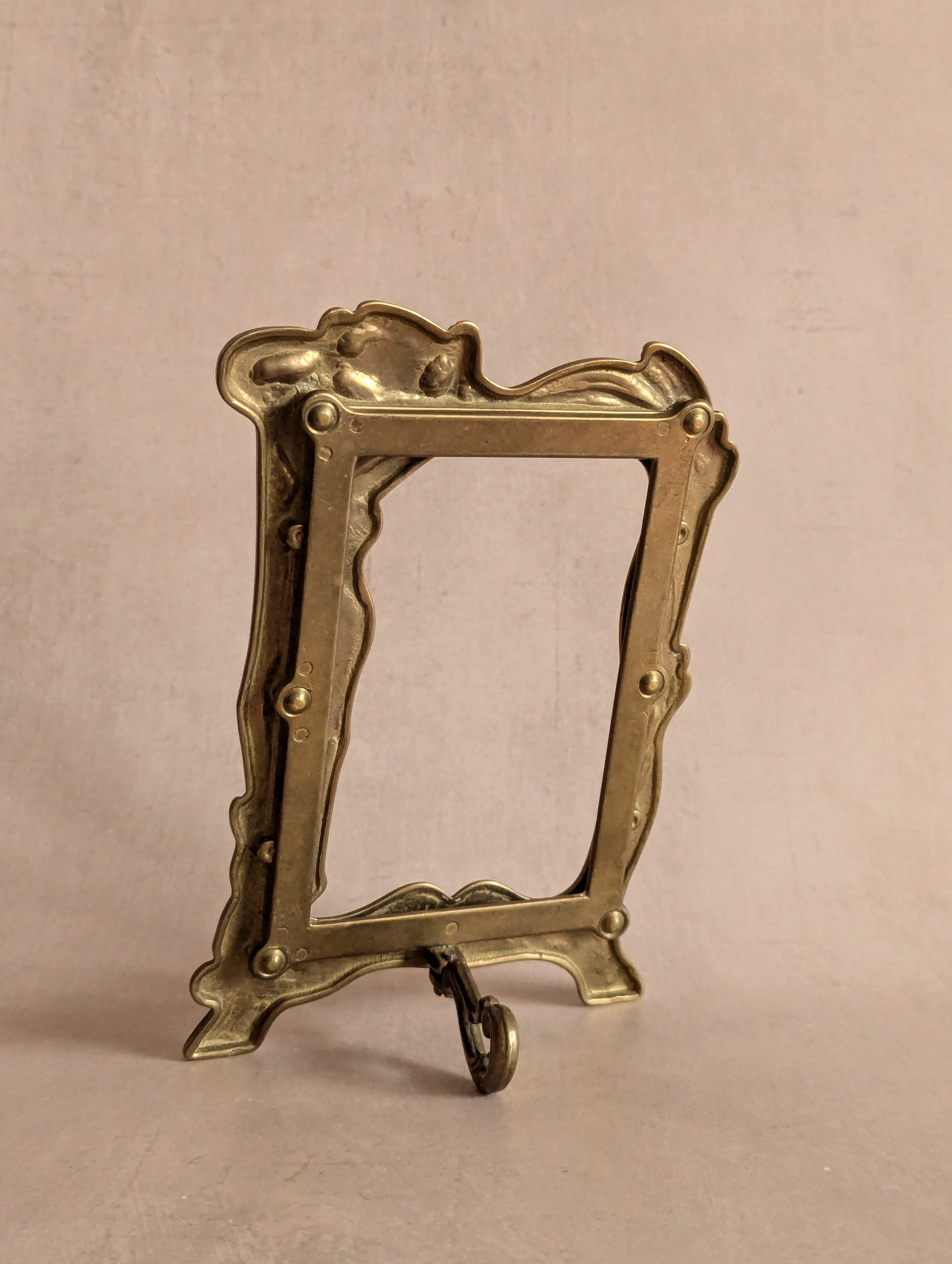 Genuine Fine Art Nouveau Solid Brass Lady Photo Frame with easel and hotsell feet - Tulips and tendrils border - glass