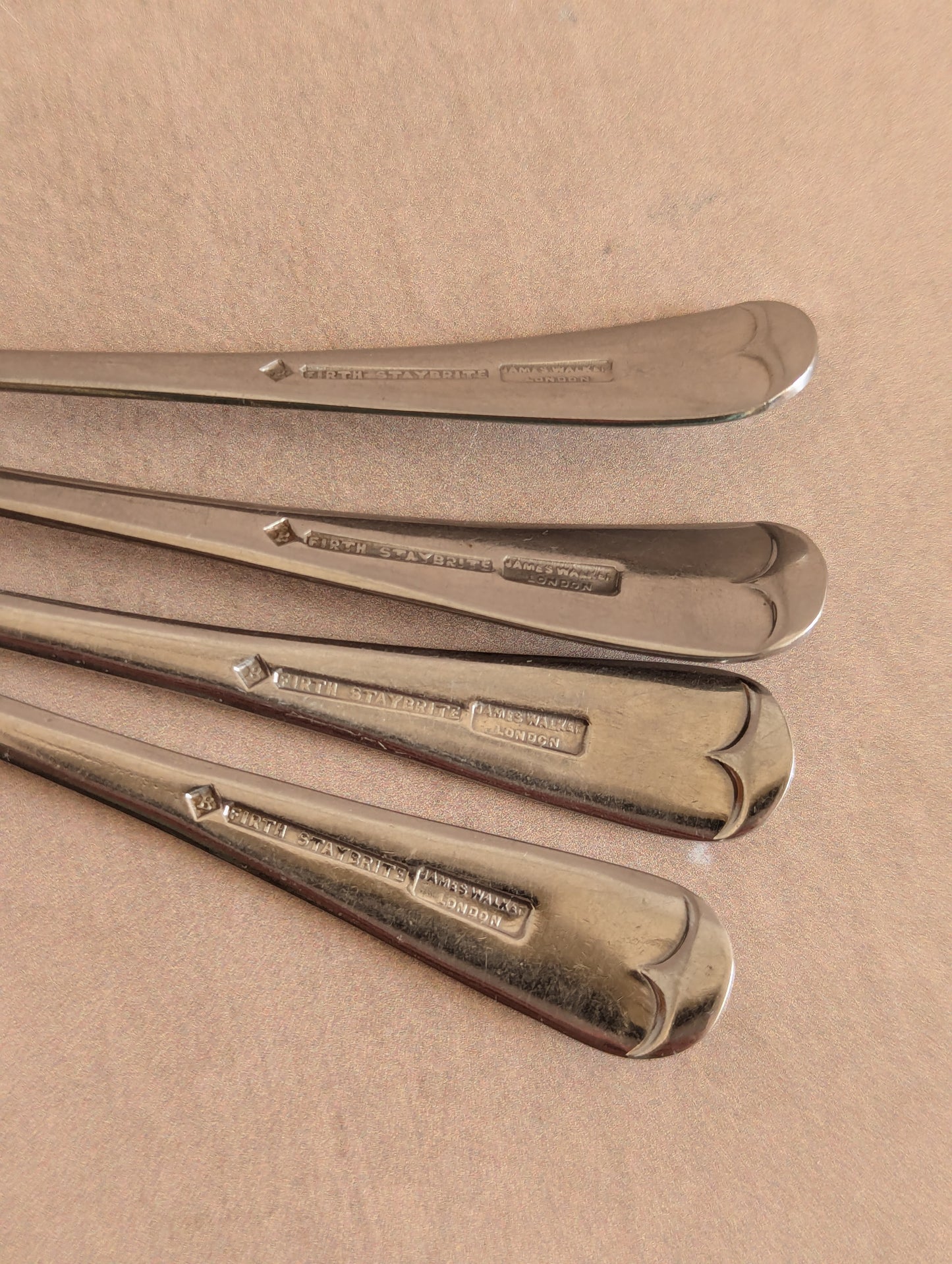 Firth Staybrite Pre-War Stainless Steel Spoons, Set of Four