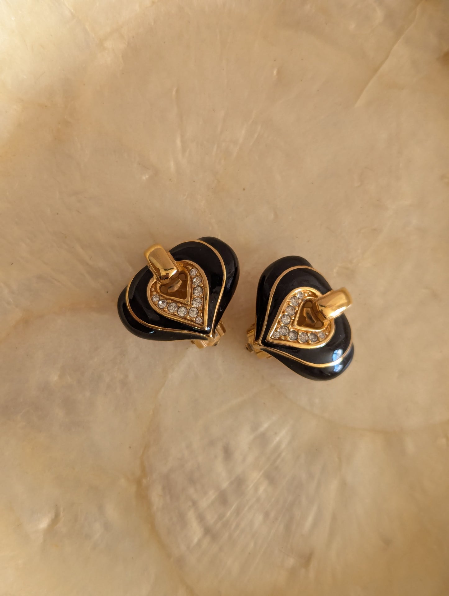 Swarovski Black and Gold Clip On Earrings