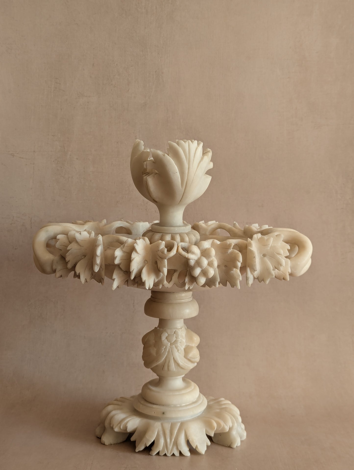 Italian 19th Century Alabaster Tazza Centerpiece
