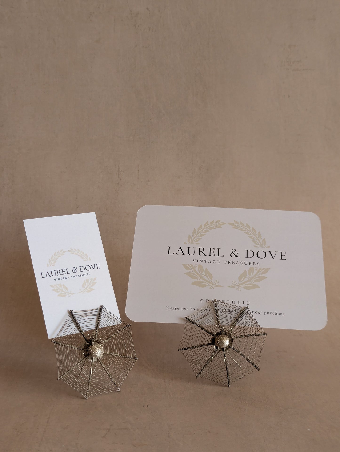Victorian Spiderweb Place Card Menu Holders, Set of Four
