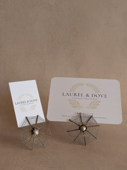 Victorian Spiderweb Place Card Menu Holders, Set of Four